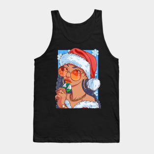 Black Santa Claus Gangster Christmas Tank Top